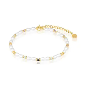 Alura Ocean sølvforgyldt armbånd med ferskvandsperler og halvædelstene - Armbånd