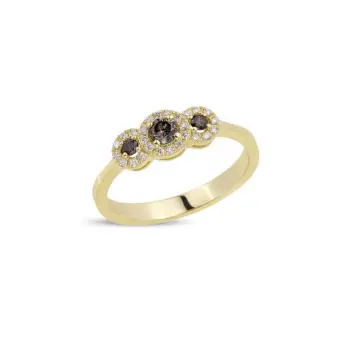 Nuran Cordelia 14 kt guld ring med 0,23 ct brune diamanter og 0,18 ct diamanter - Nuran