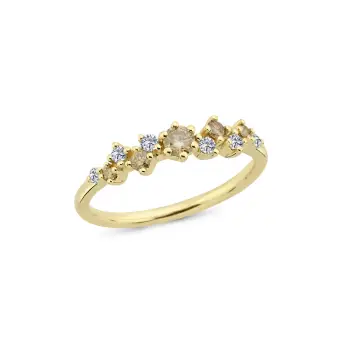 Nuran Twinkle 14 kt guld ring med 0,26ct hvide og brune diamanter - Nuran