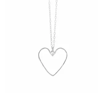 Susanne Friis Bj&oslash;rner s&oslash;lv halsk&aelig;de med hjerte-vedh&aelig;ng - 