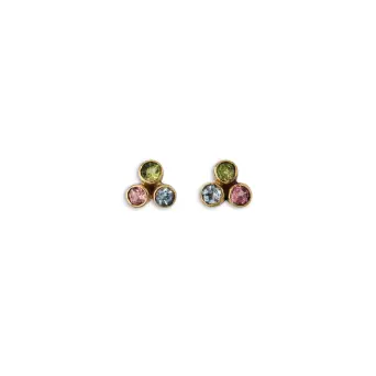 By Birdie Olivia Ørestikkere m. Akvamarin, Peridot, Pink Tourmaline - Øreringe