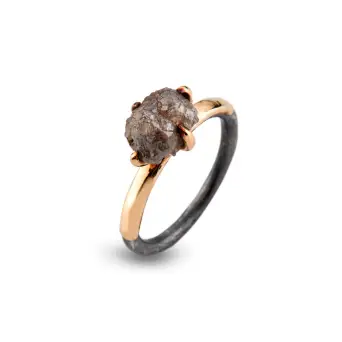 Birdie Victoria forgyldt sølv ring med rå-diamant - Ringe