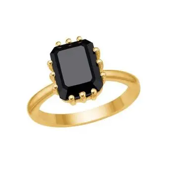 Midnight ring Sort Agat - SØLVFORGYLDT - Carré Outlet