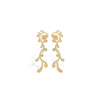 Blossom sølvforgyldte ørehængere med zirkoner - Blossom
