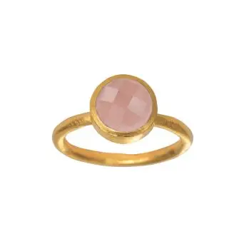 Susanne Friis Bjørner forgyldt ring med lyserød krystal - Susanne Friis Bjørner Udsalg