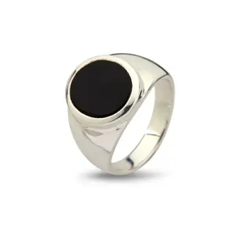 Birdie Oval Black Onyx sølv herre signet ring - By Birdie Udsalg