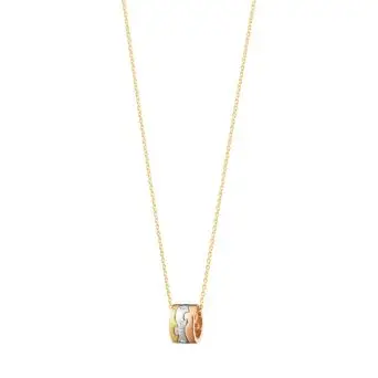 Georg Jensen FUSION Halskæde m. 18 kt. rosa guld, hvidguld, rødguld og diamanter - Fusion
