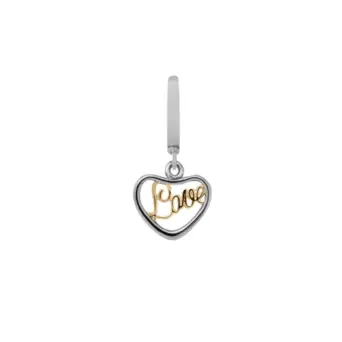 Christina Love sølv charm med forgyldt tekst - 6mm Charms
