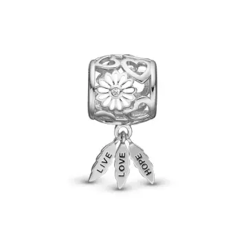 Christina Jewelry Live Love Hope sølv charm med emalje blomst og topas - 6mm Charms