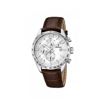 Festina chronograf stål herreur med læderrem ø43mm - Festina