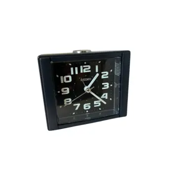 Seiko vækkeur sort med selvlysende arabertal - Vækkeure