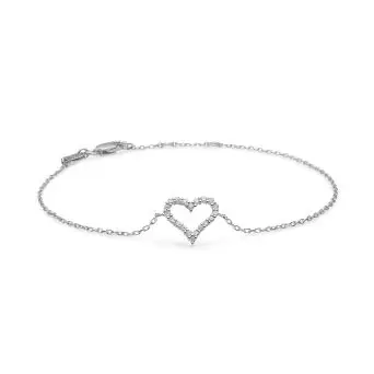 Mads Z 14 kt. hvidguld "Tender Heart" armbånd m. 0,12 ct. - Armbånd