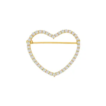 Nordahl Obinor hjerteformet sølvforgyldt broche med zirkonia - Brocher