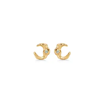 Studio Z "Lunar" forgyldte sølv ørestiker med grønne zirkoner - Studio Z Udsalg