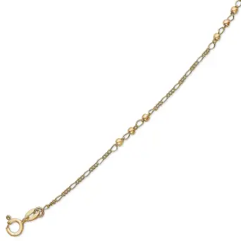 Sølvforgyldt ankelkæde med 3 x 3 kugler og ovale led.   Længde 23+4 cm. - Ankelkæder