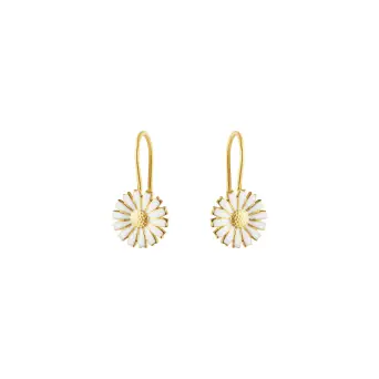 DAISY EARHOOKS 2025 SILVER GP WHITE ENAMEL 11 MM - Georg Jensen