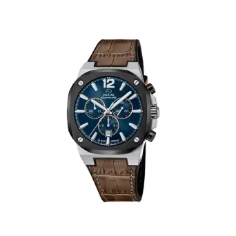 Jaguar Rondcarre Chronograf stål herreur med læderrem - Jaguar