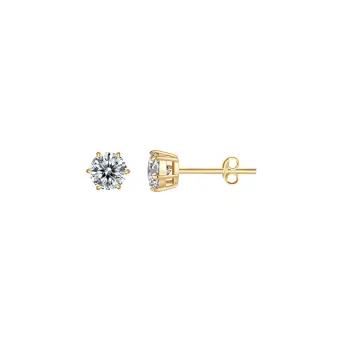 Sølvforgyldt ørestikker med 8 mm syntetisk cubic zirconia i 6 grabber.  Mål: 8 mm. - 