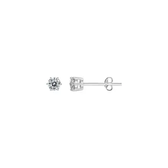 Sølv ørestikker rhodineret med 4 mm syntetisk cubic zirconia i 6 grabber.  Mål: 4 mm. - Støvring design