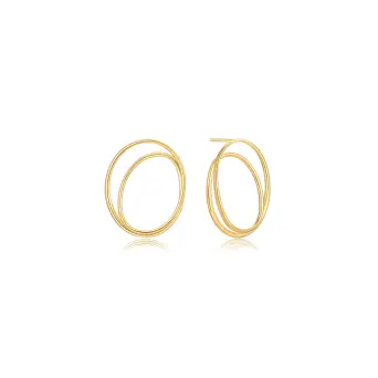 Sølvforgyldt ørestikker 2 ovale cirkler.   Mål: 26,5 x 22 mm. - Støvring design