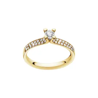 Georg Jensen Magic 18 kt guld solitaire ring med 0.33 ct pavé diamanter - Georg Jensen